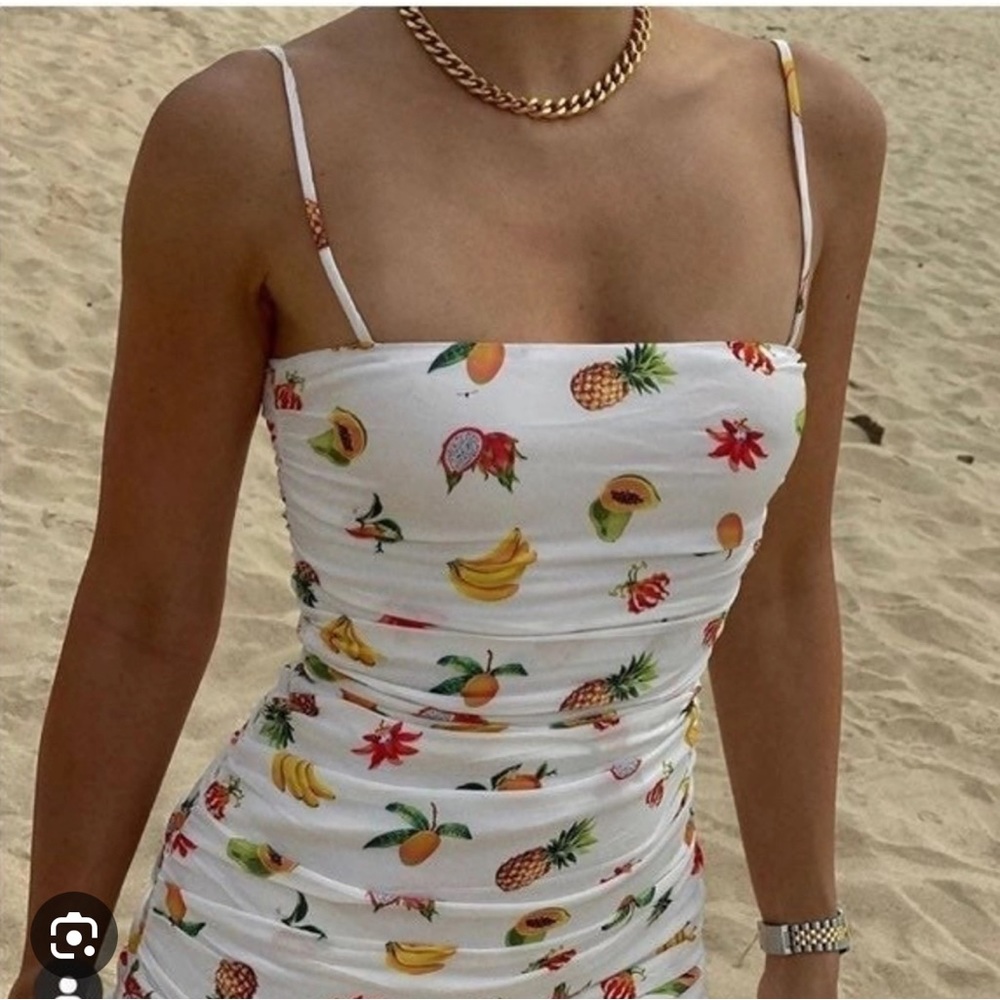 WE WORE WHAT fruit print white mini dress - Picture 3 of 3